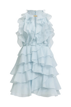 Nigella Halter Ruffle Mini Dress - Blue Avalabel