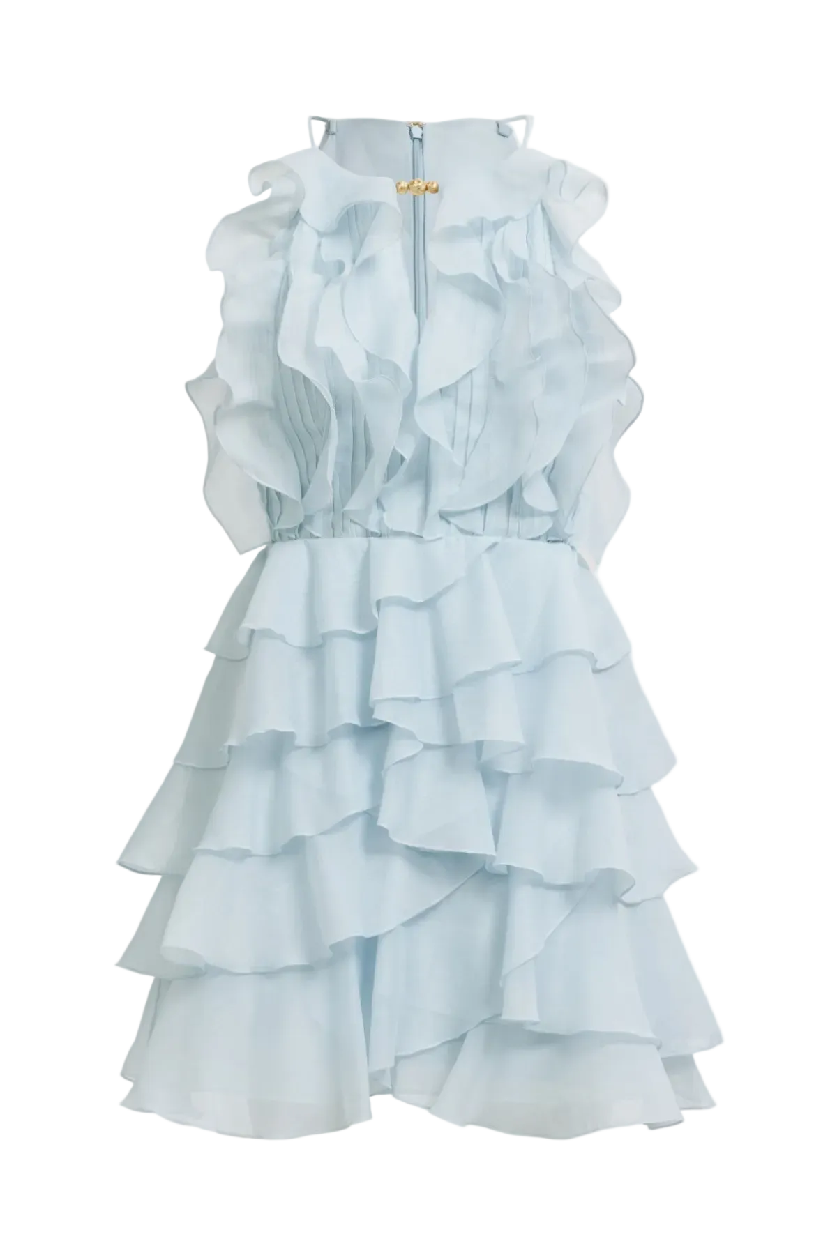 Nigella Halter Ruffle Mini Dress - Blue Avalabel