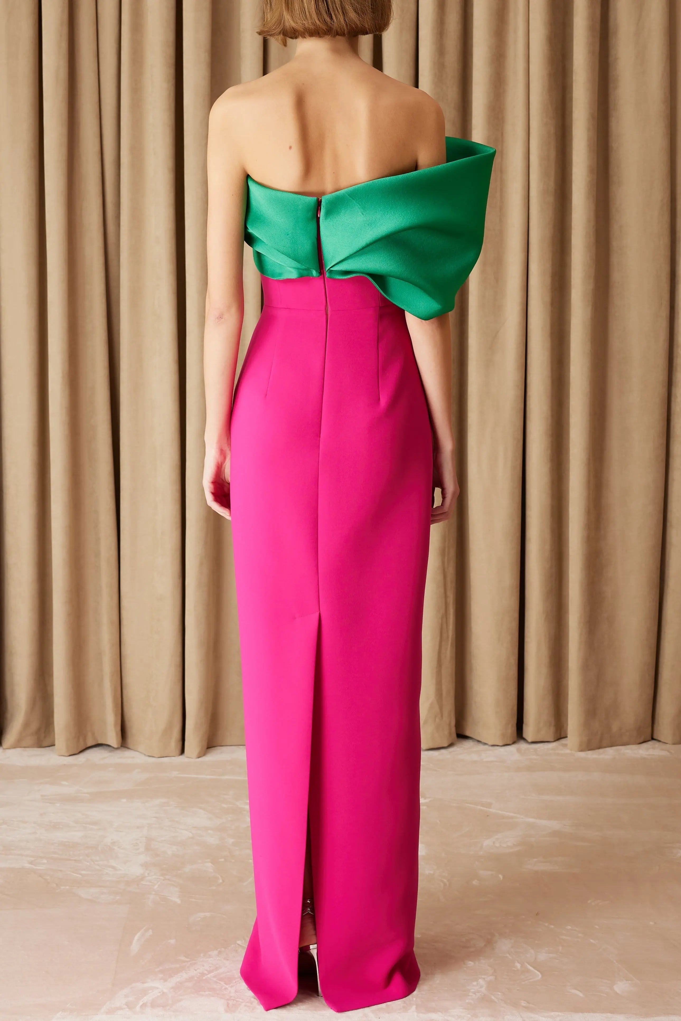 josephine fishtail strapless maxi dress - Green & Fuchsia Avalabel