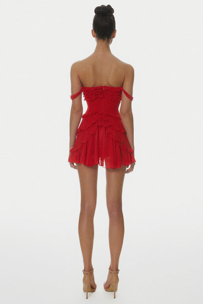 Nirva Off Shoulder Ruffle Mini Dress Avalabel