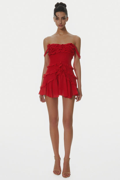 Nirva Off Shoulder Ruffle Mini Dress Avalabel