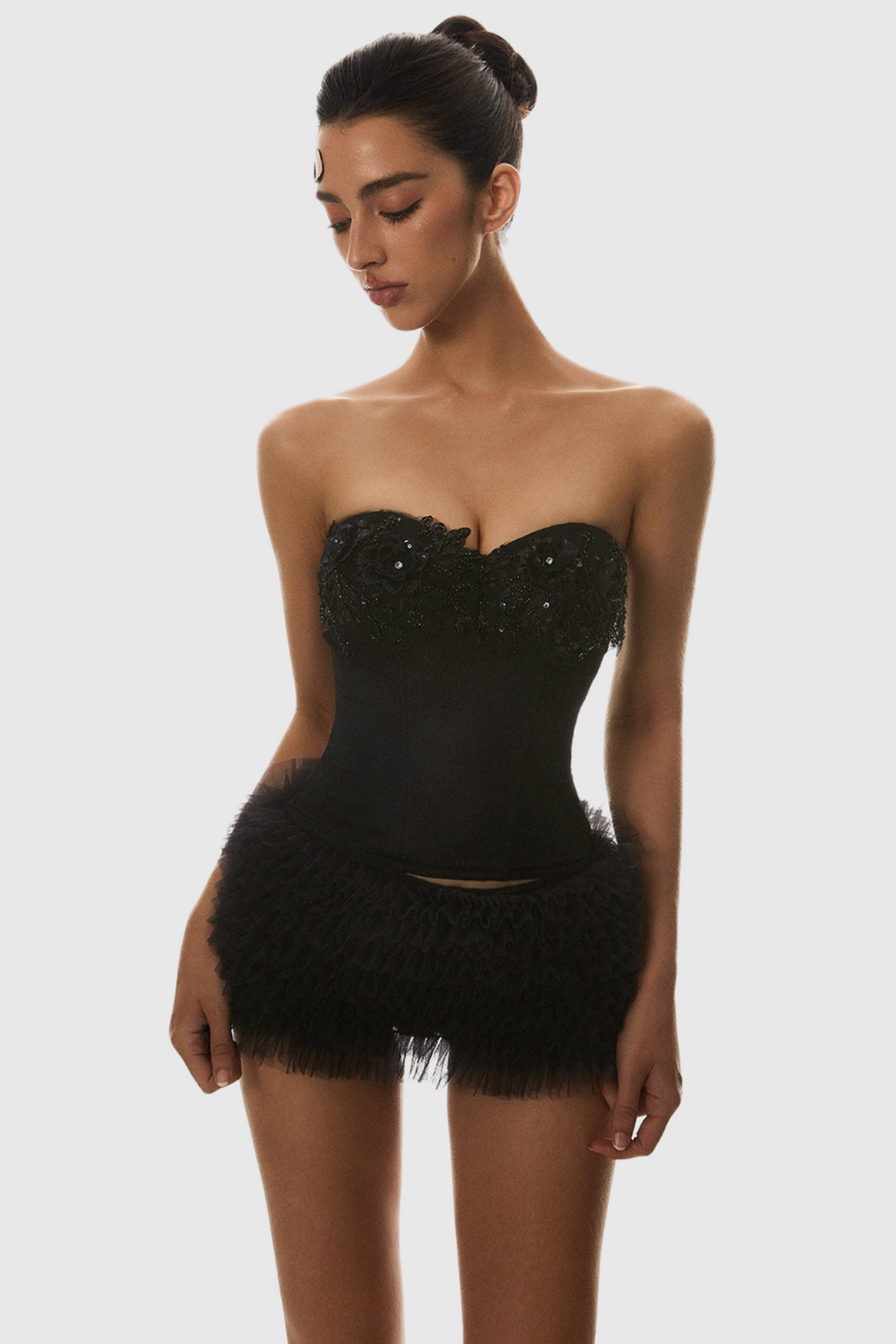 Nketia Sequin Embroidery Strapless Corset Avalabel