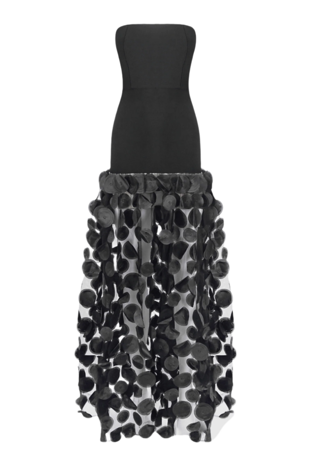Nodin Strapless Dot Mesh Maxi Dress - Black Avalabel