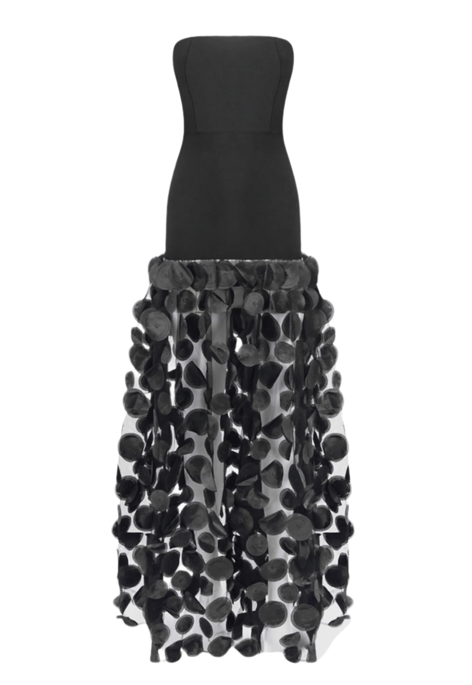 Nodin Strapless Dot Mesh Maxi Dress - Black Avalabel