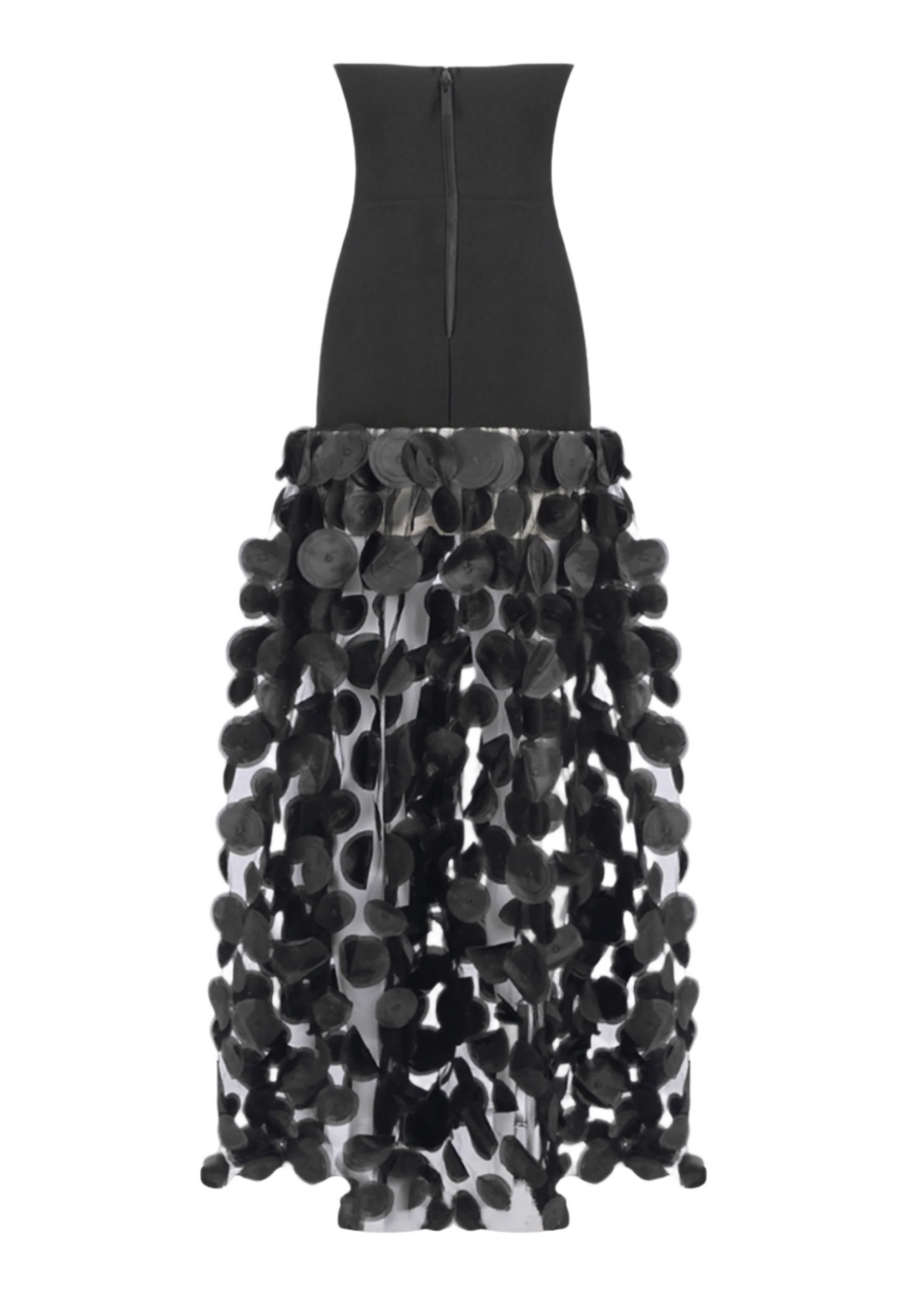 Nodin Strapless Dot Mesh Maxi Dress - Black Avalabel