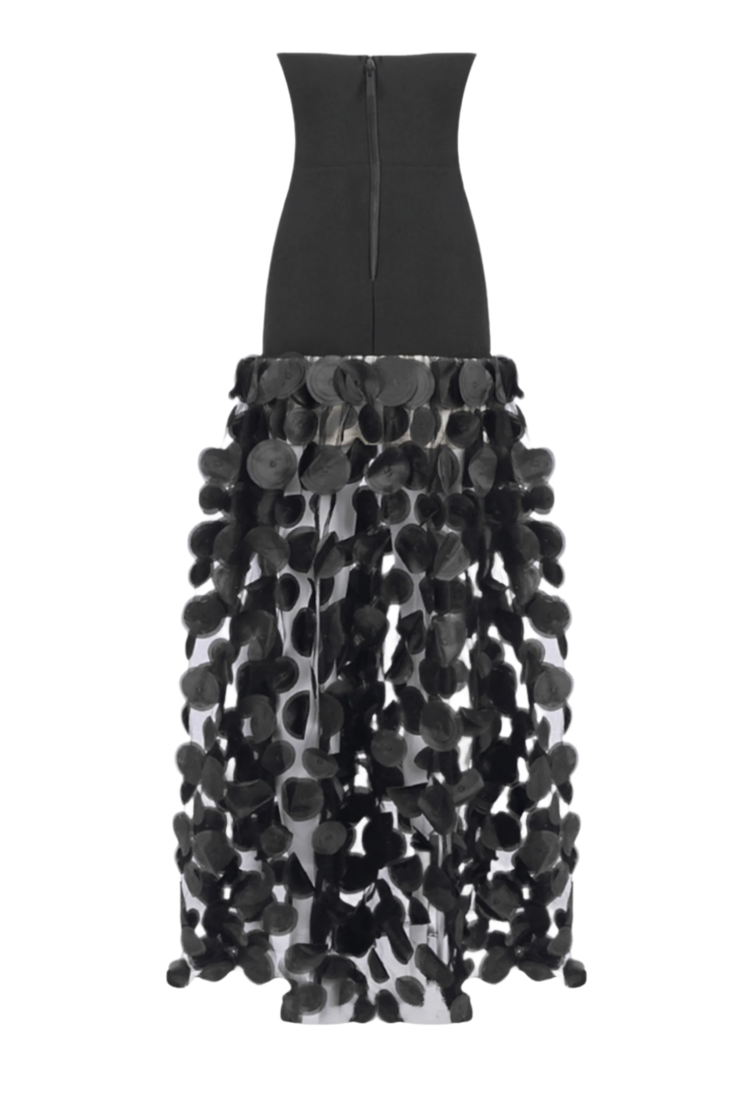 Nodin Strapless Dot Mesh Maxi Dress - Black Avalabel