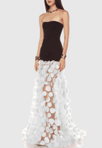 Nodin Strapless Dot Mesh Maxi Dress - White Avalabel