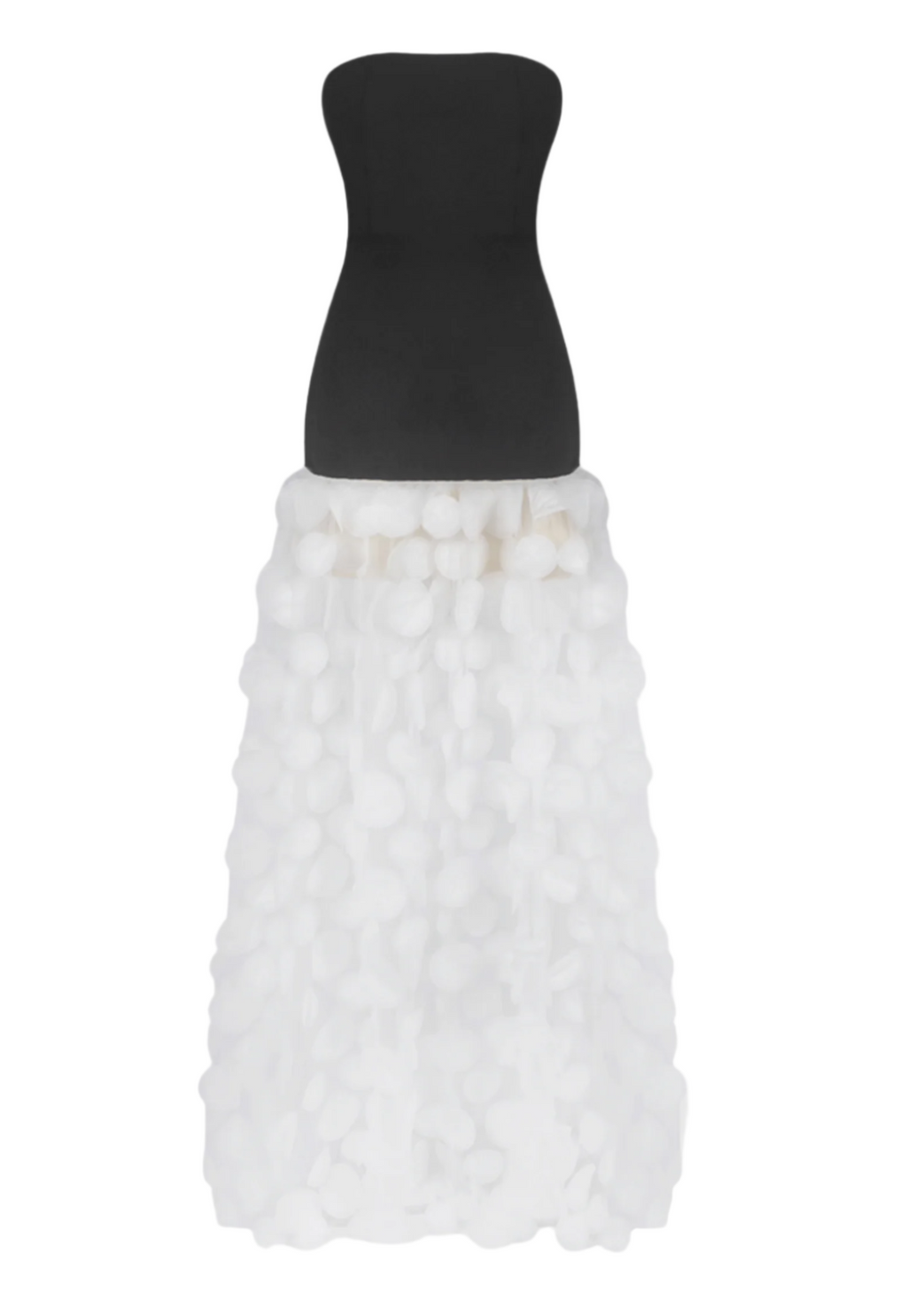 Nodin Strapless Dot Mesh Maxi Dress - White Avalabel