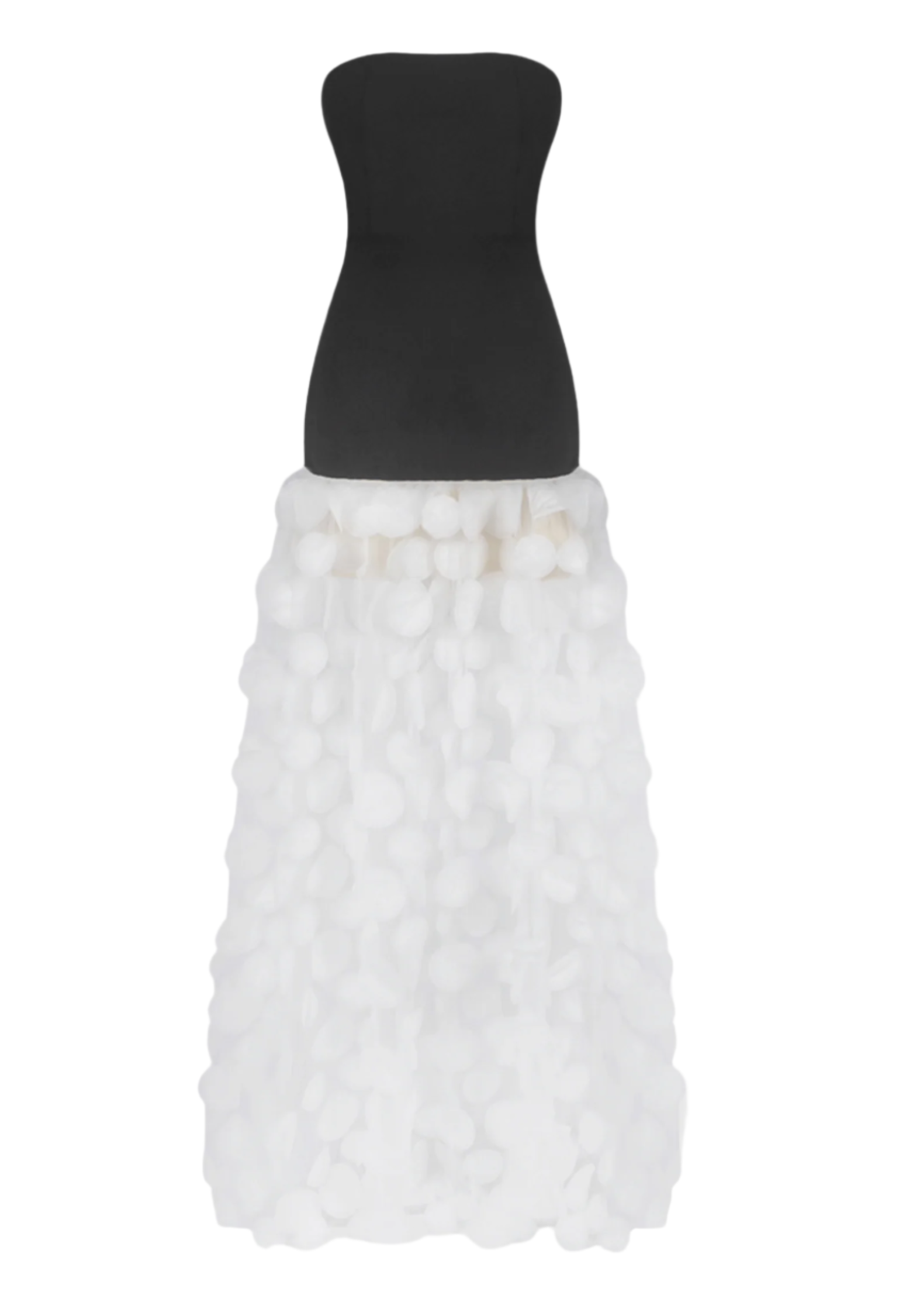 Nodin Strapless Dot Mesh Maxi Dress - White Avalabel