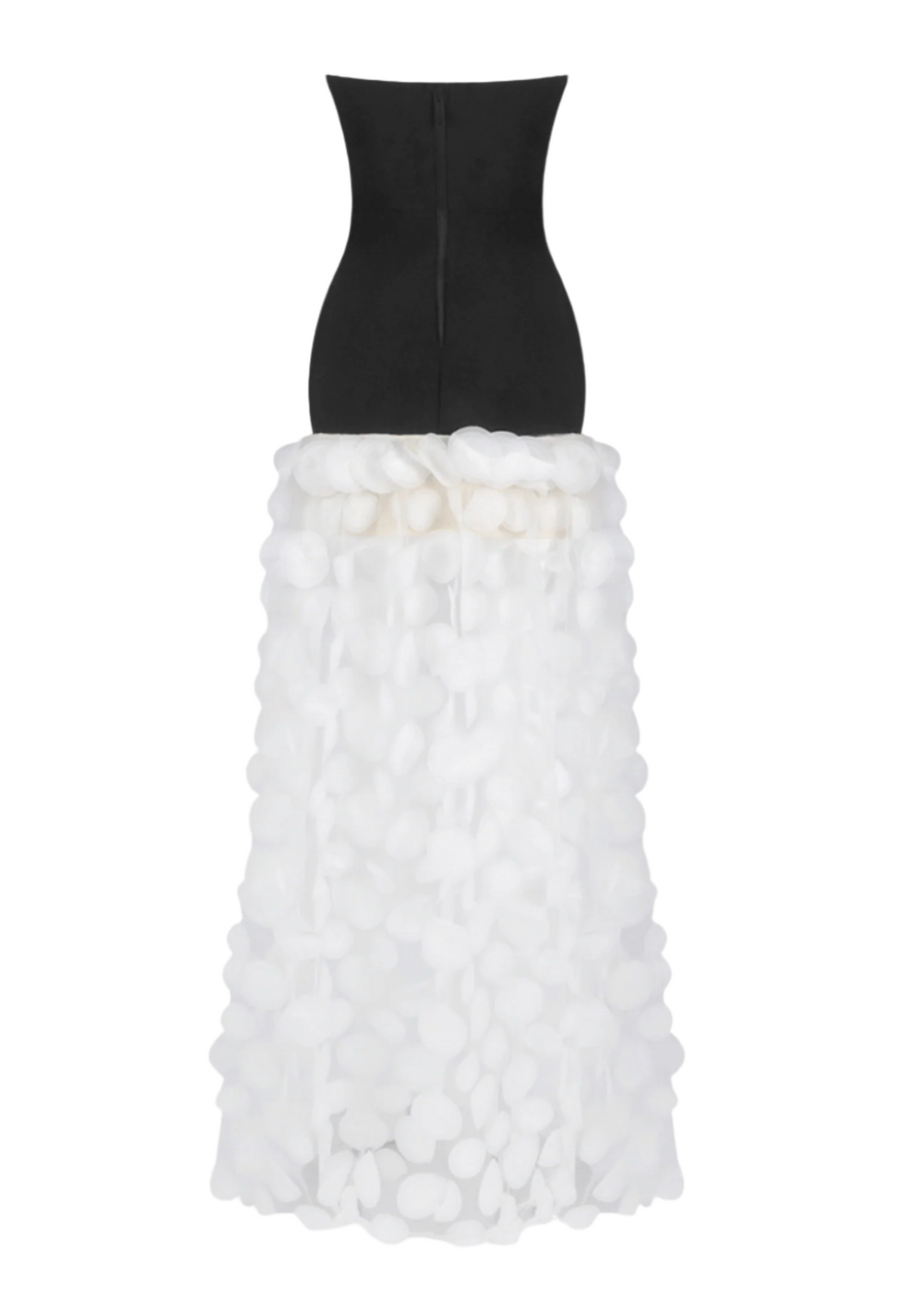 Nodin Strapless Dot Mesh Maxi Dress - White Avalabel