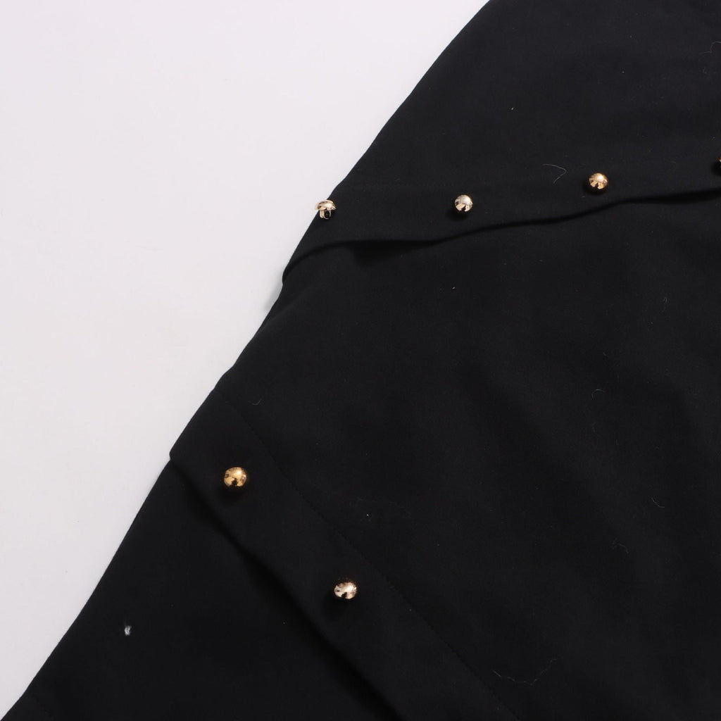 Button-embellished cotton-jersey top maxi skirt suit in black Avalabel