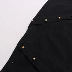 Button-embellished cotton-jersey top maxi skirt suit in black Avalabel
