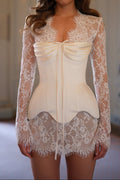 Ivory Lace & Satin Corset Mini Dress Avalabel