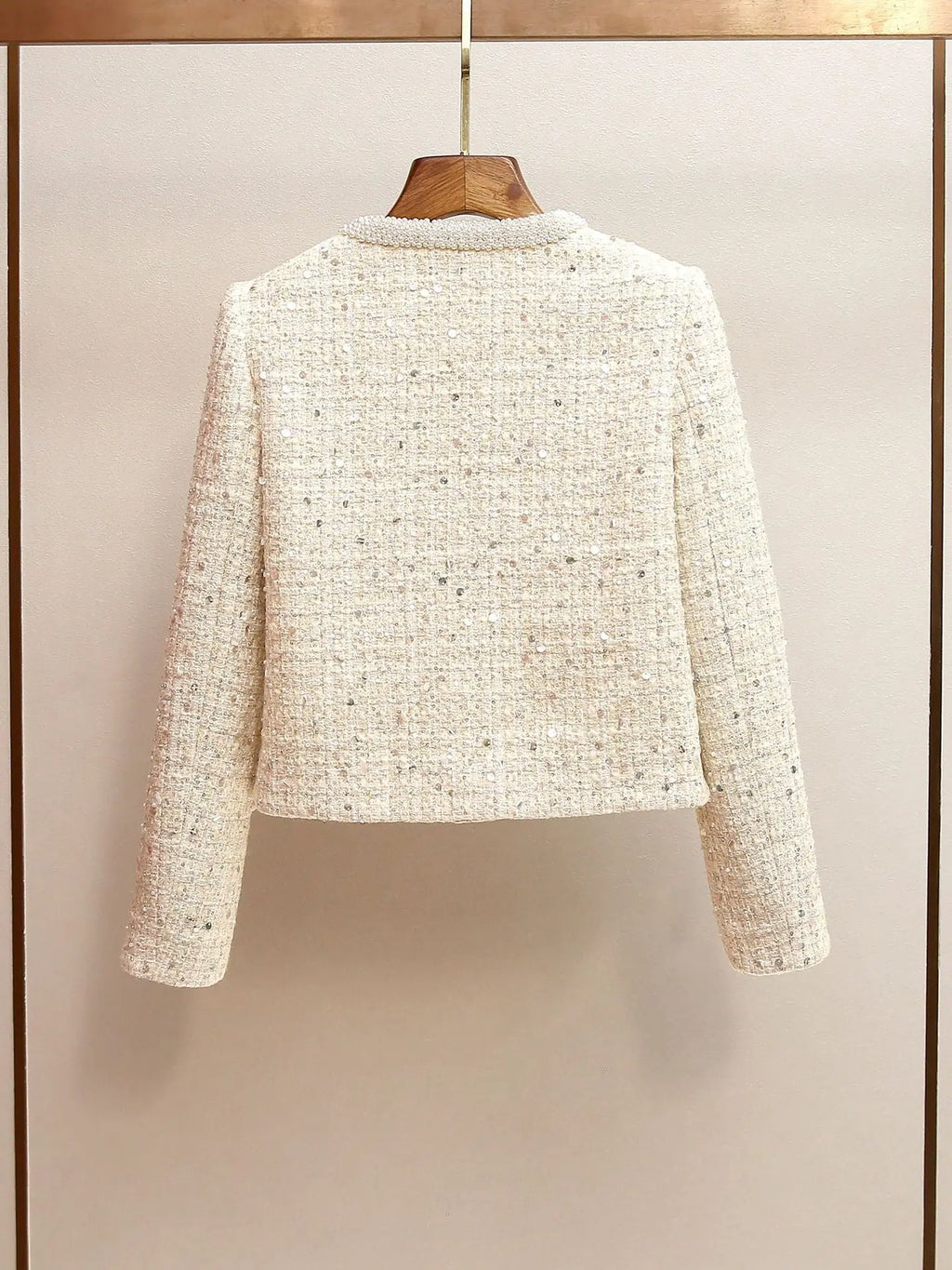 lillian Cream Embellished Boucle Jacket Avalabel