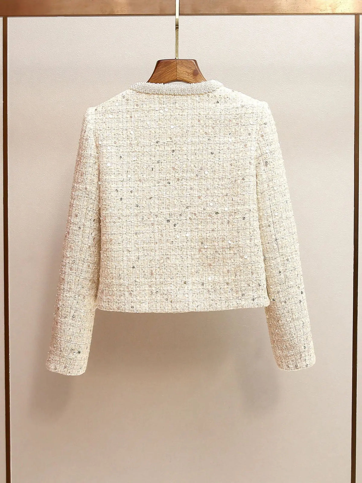 lillian Cream Embellished Boucle Jacket Avalabel