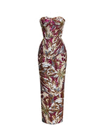 vivien fireworks pattern sequin embroidery strapless maxi dress Avalabel