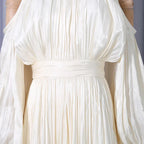 ashley apricot off shoulder pleated puff sleeve maxi dress Avalabel
