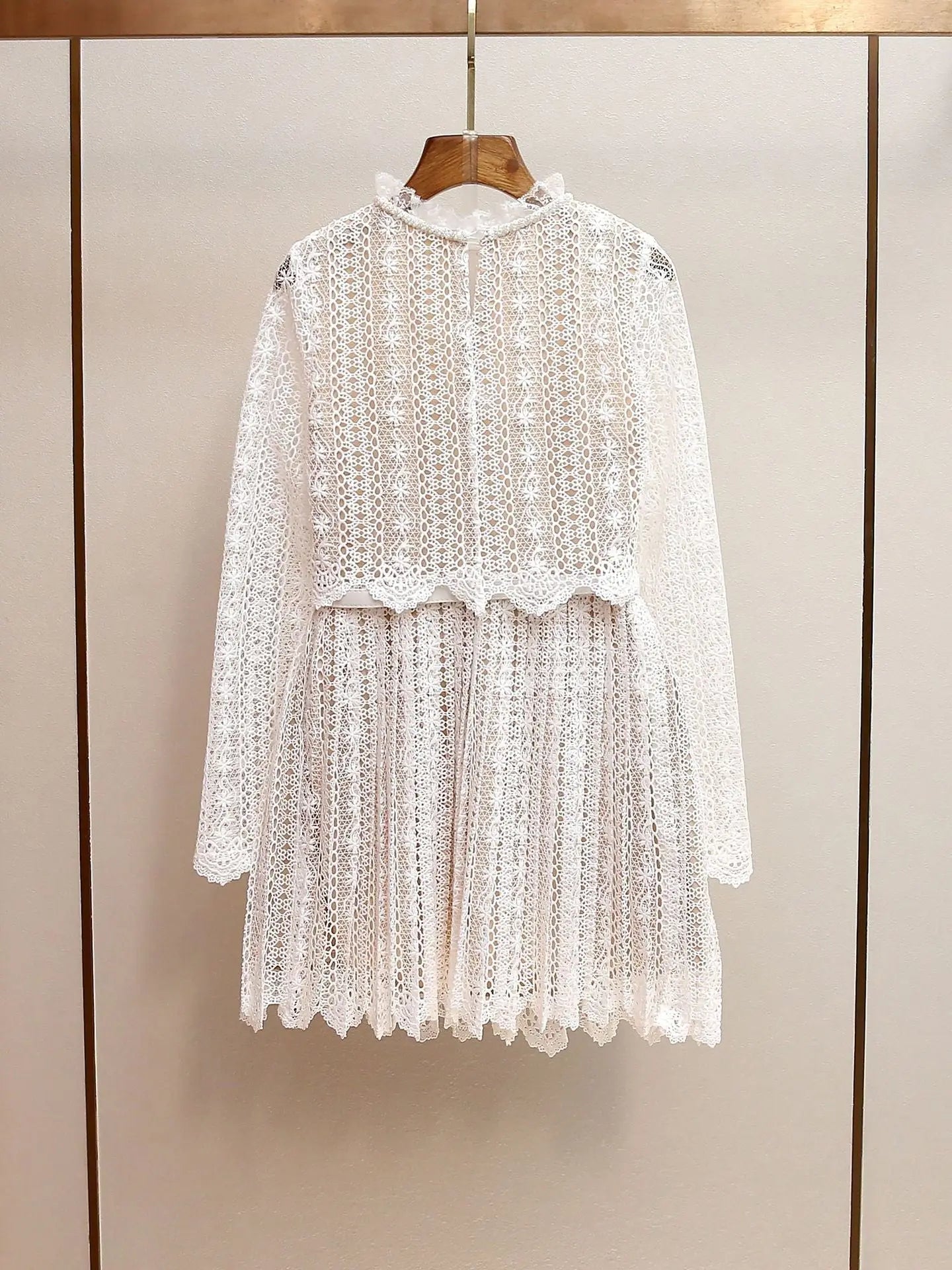 odelette Cream Organza Lace Mini Dress Avalabel