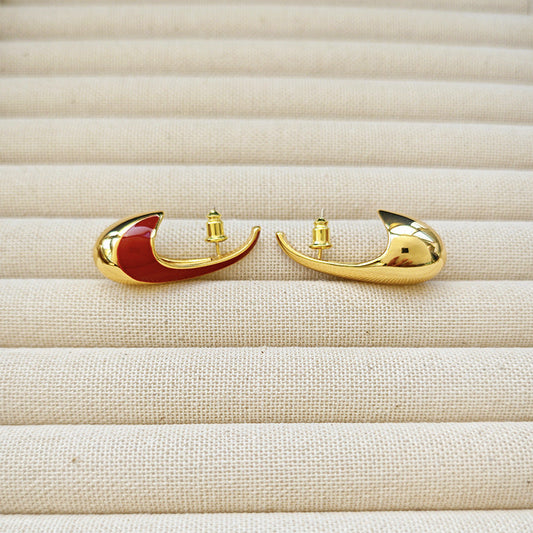 retro gold- red earring