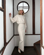 Edith High Elastic Long Hip Maxi Dress in White Avalabel