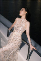 Gold Couture with Floral Embroidery Sequin Banquet Dress Avalabel