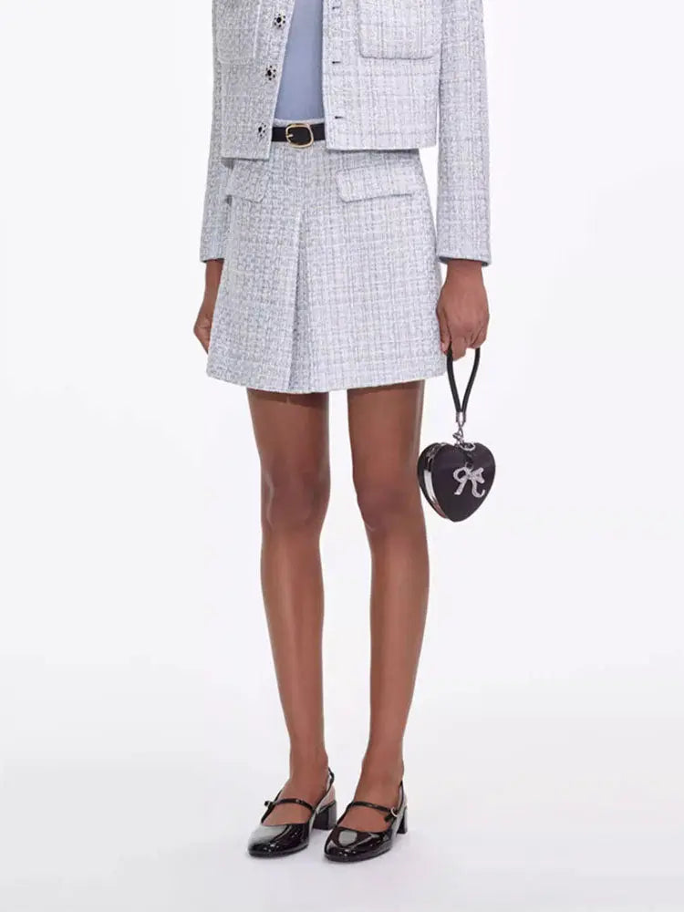 zenobia pale blue Tweed mini skirt Avalabel