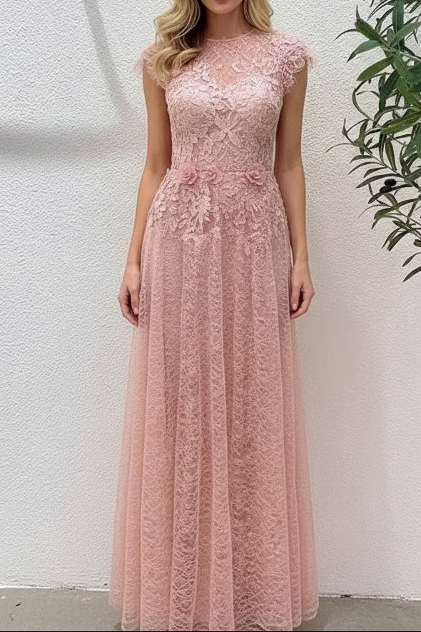 jennifer Lace Flower embellished maxi Dress in pink Avalabel