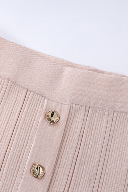 Eartha Sleeveless Knitted Dress Top Skirt Set in Apricot Avalabel