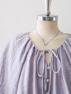 Gathered Drawstring Neck Dolman Batwing Short Sleeve Blouse poava