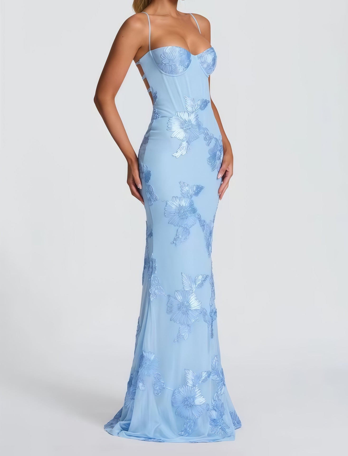 Nefertiti Maxi Dress-Light Blue Avalabel