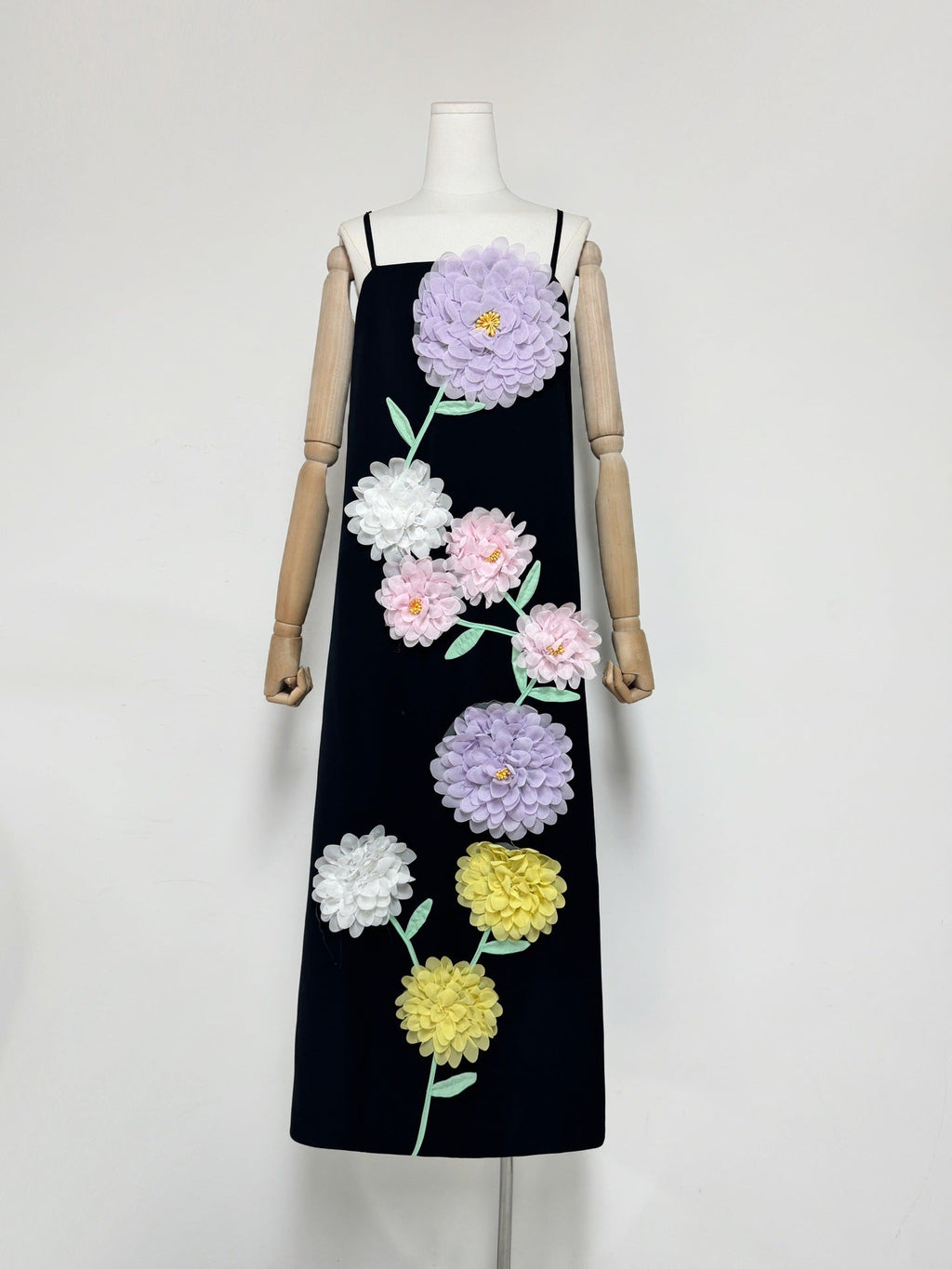 Kristin Buttercup Embroidered Maxi Dress in Black Avalabel
