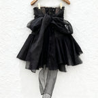 amelia Halter neck tube top with cross straps mini dress in black Avalabel