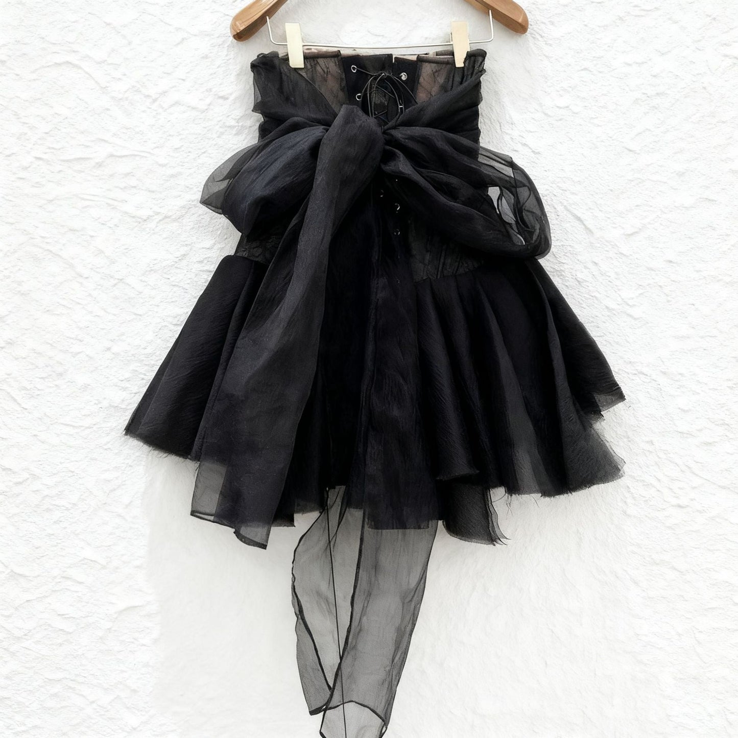 amelia Halter neck tube top with cross straps mini dress in black