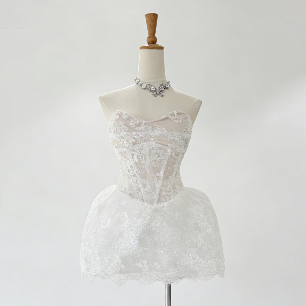 Lace Embroidered Bandeau Sleeveless Dress Avalabel