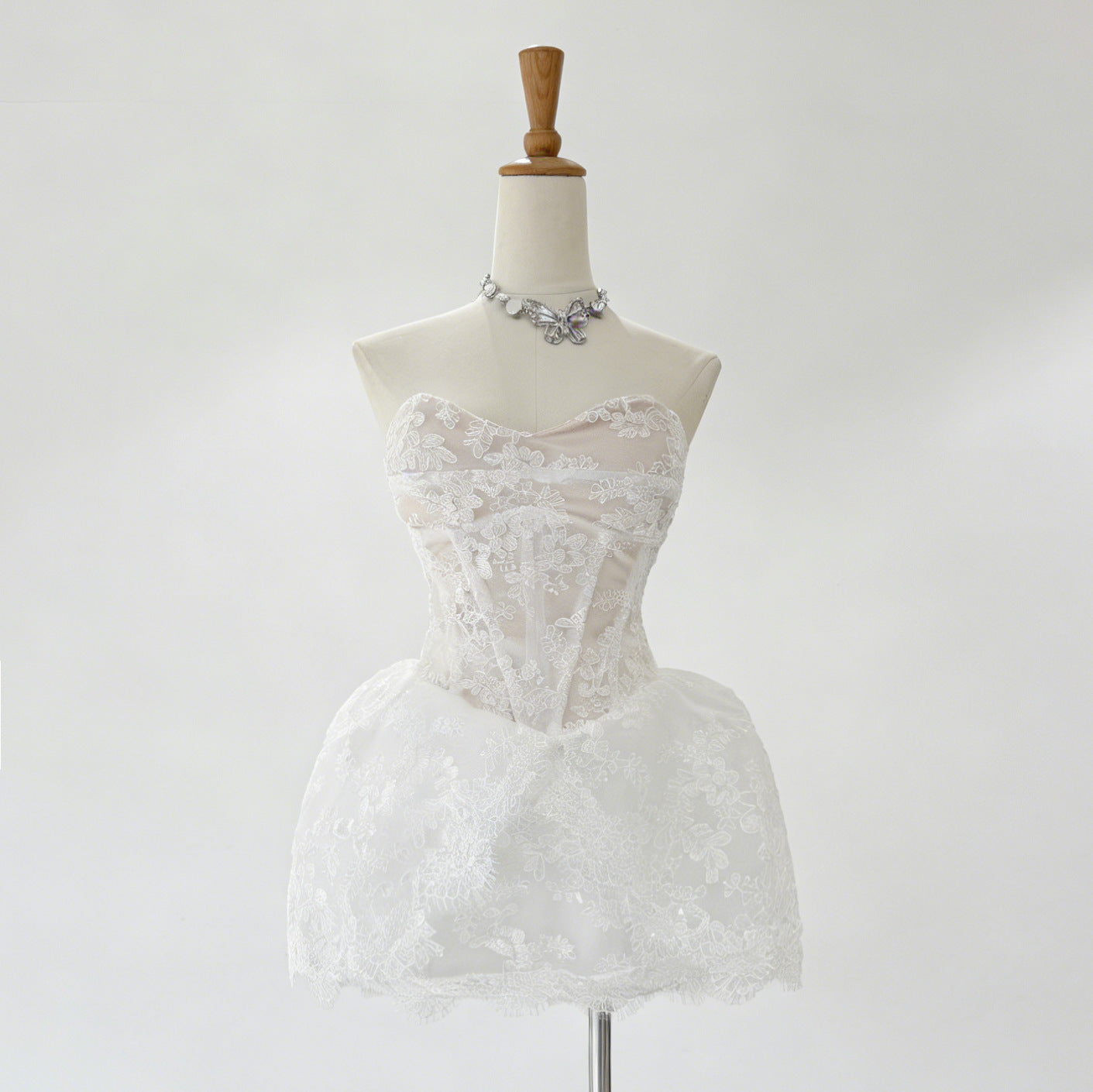 Lace Embroidered Bandeau Sleeveless Dress Avalabel