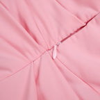 bess One-shoulder slant neck pleated maxi dress in pink Avalabel