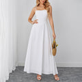 Lace Trim Corset Spaghetti Strap Flowy Maxi Dress poava