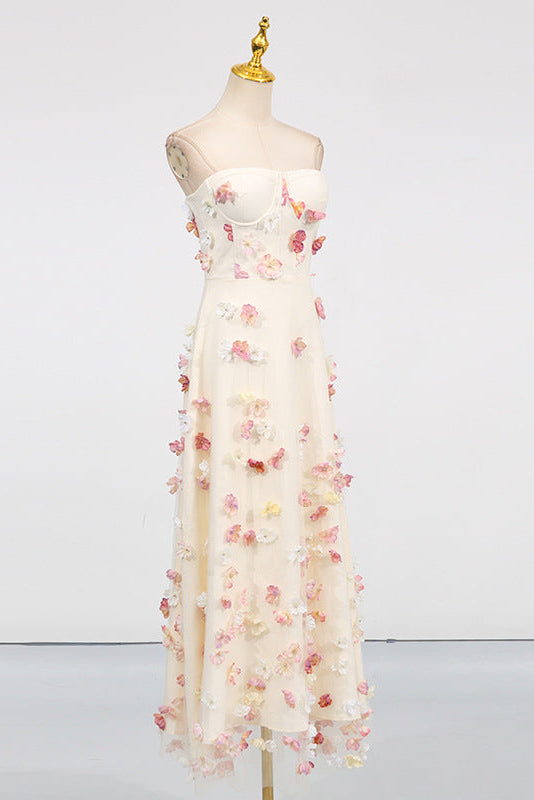 Off-Shoulder Embroidered Maxi Dress in Apricot Avalabel