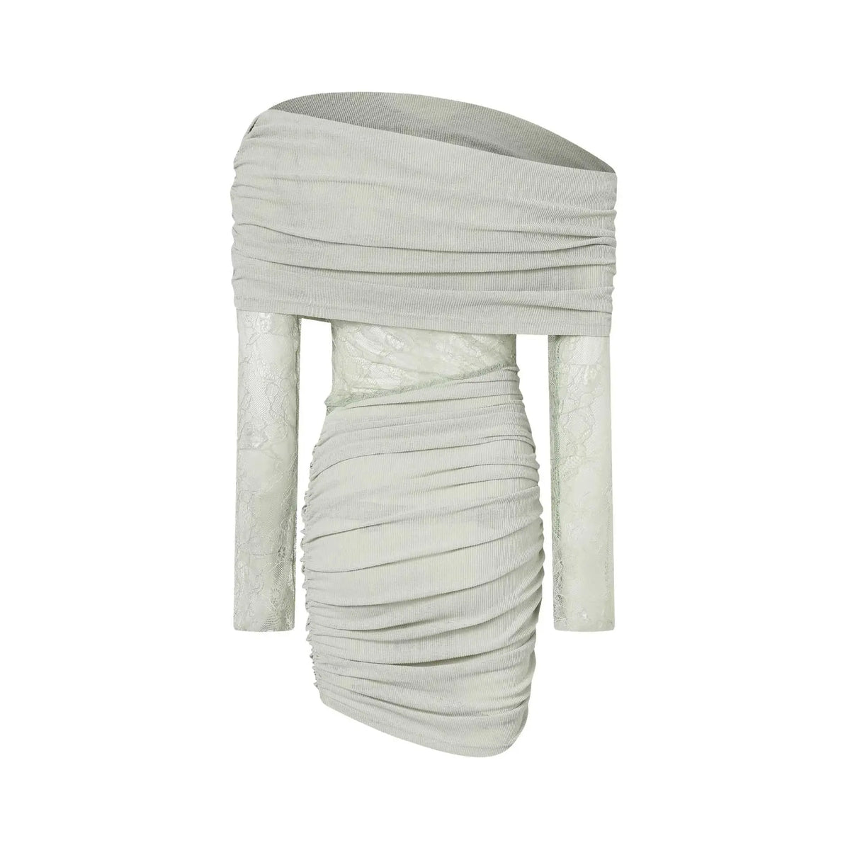 Matcha lace strapless spliced knitted mini dress Avalabel