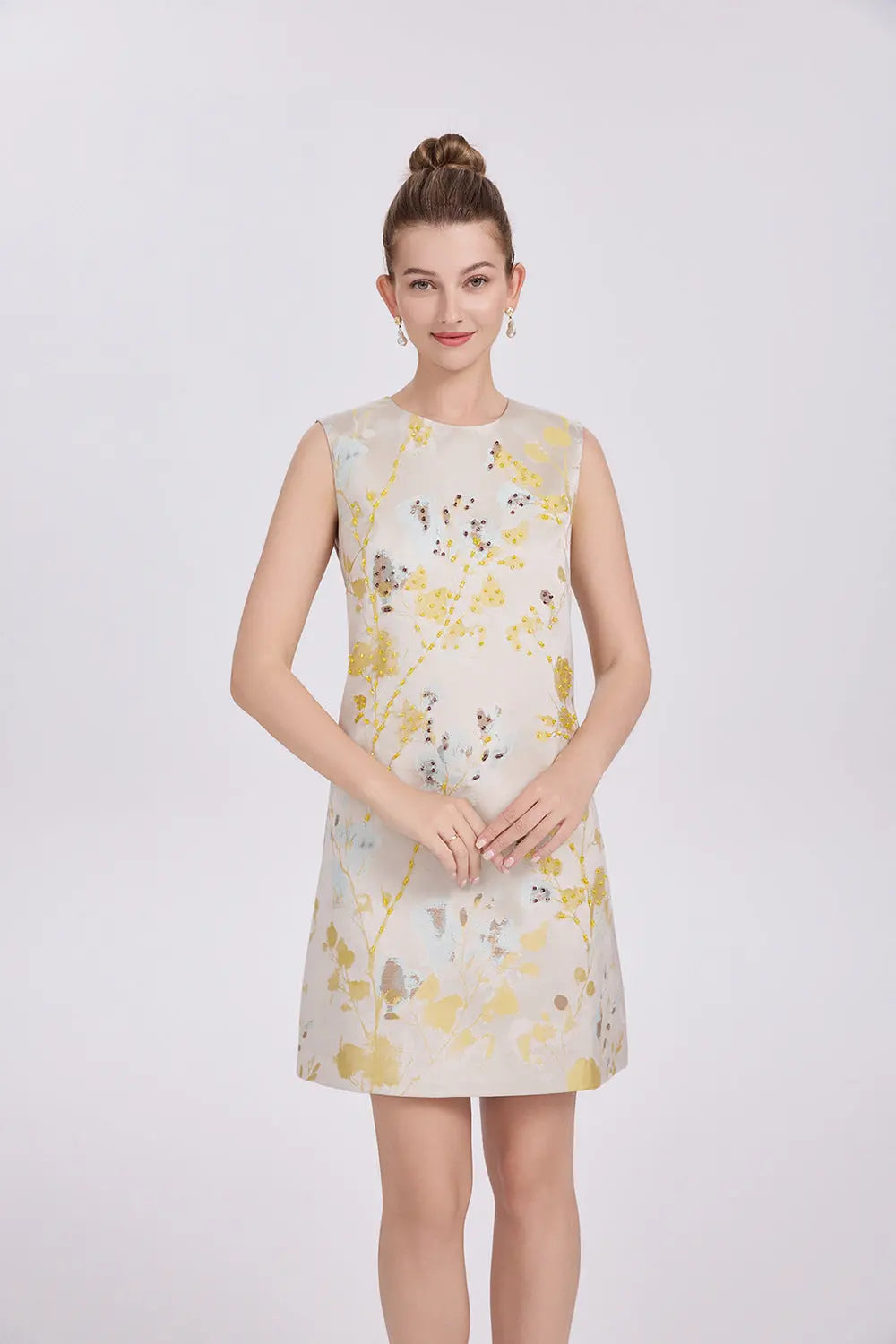 heloise multicolor floral embroidery sleeveless mini dress Avalabel