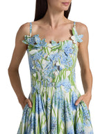jolie multicolor floral bow Embroidered Poplin midi Dress Avalabel