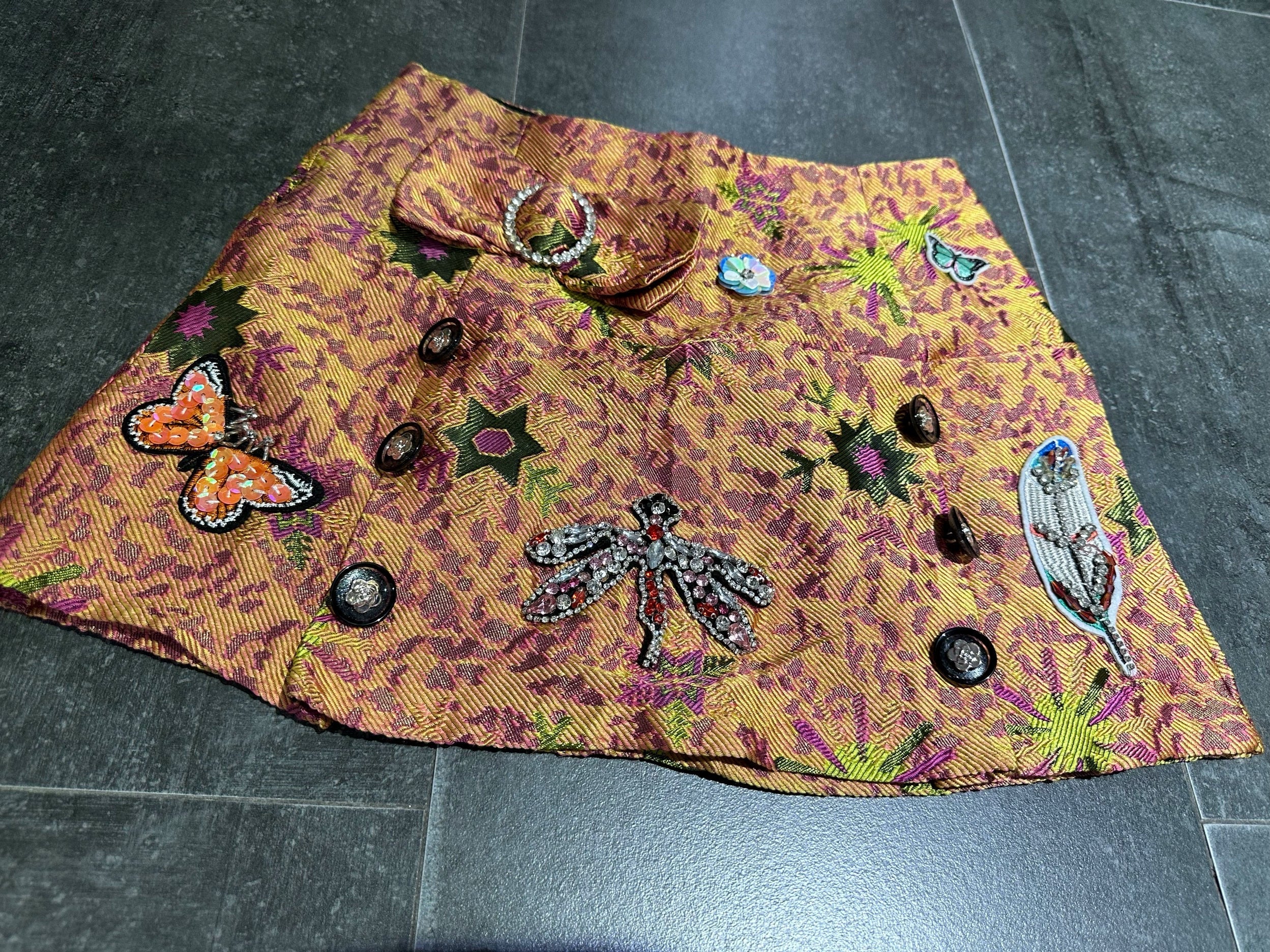 gold jacquard mini skirt Avalabel