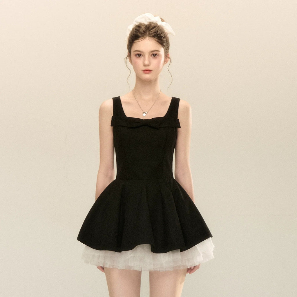 spliced mesh puffy mini dress Avalabel