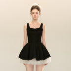 spliced mesh puffy mini dress Avalabel