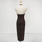 Chocolate Halter Bodycon Midi Bandage Dress Avalabel
