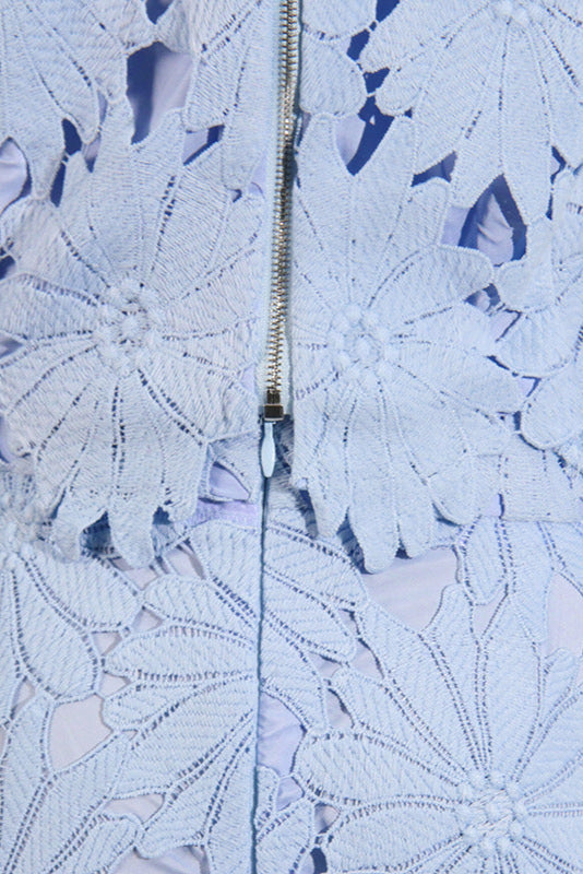 Lace Embroidered Top & Maxi Skirt Two-Piece Set in Blue Avalabel