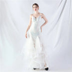 sequin slip tulle maxi dress Avalabel