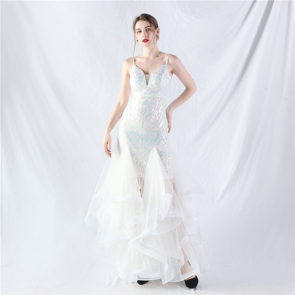 sequin slip tulle maxi dress