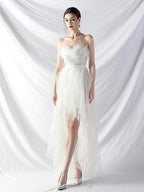 Strapless feather tulle midi dress Avalabel