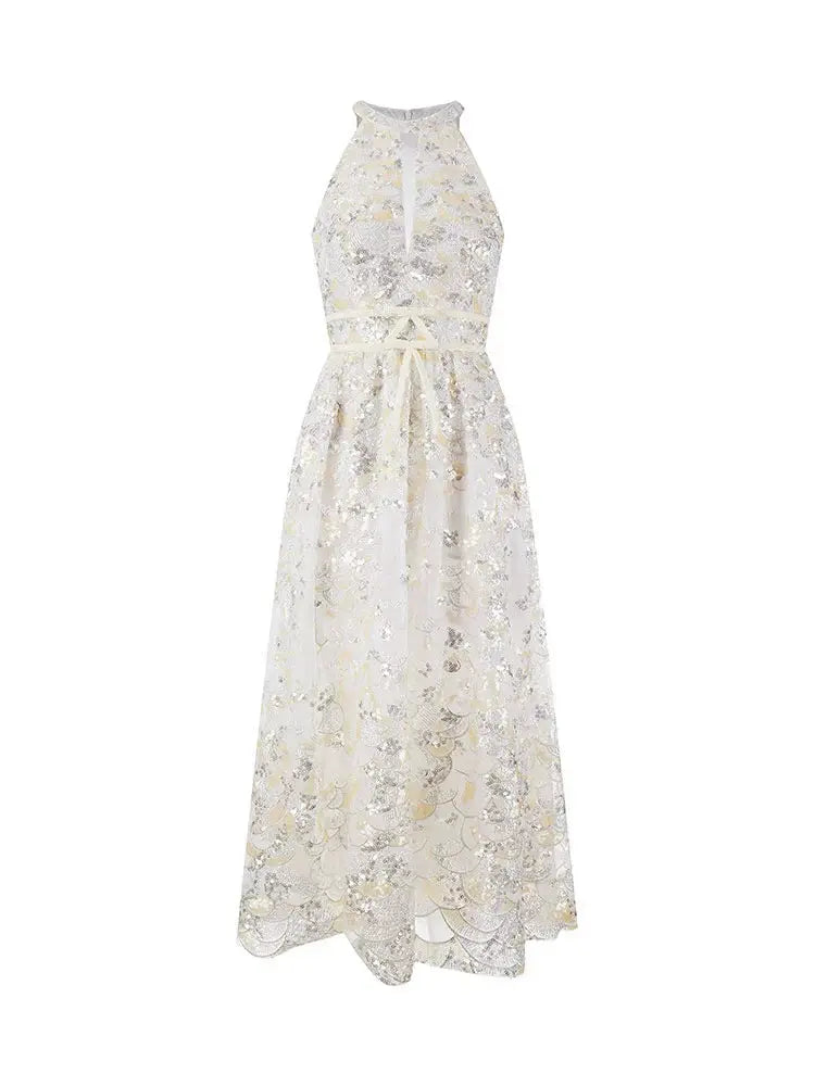 Gold Couture with Floral Embroidery Sequin Banquet Dress Avalabel